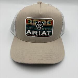 Ariat Men's Southwest Patch Baseball Cap Beige Adjustable Southwestern